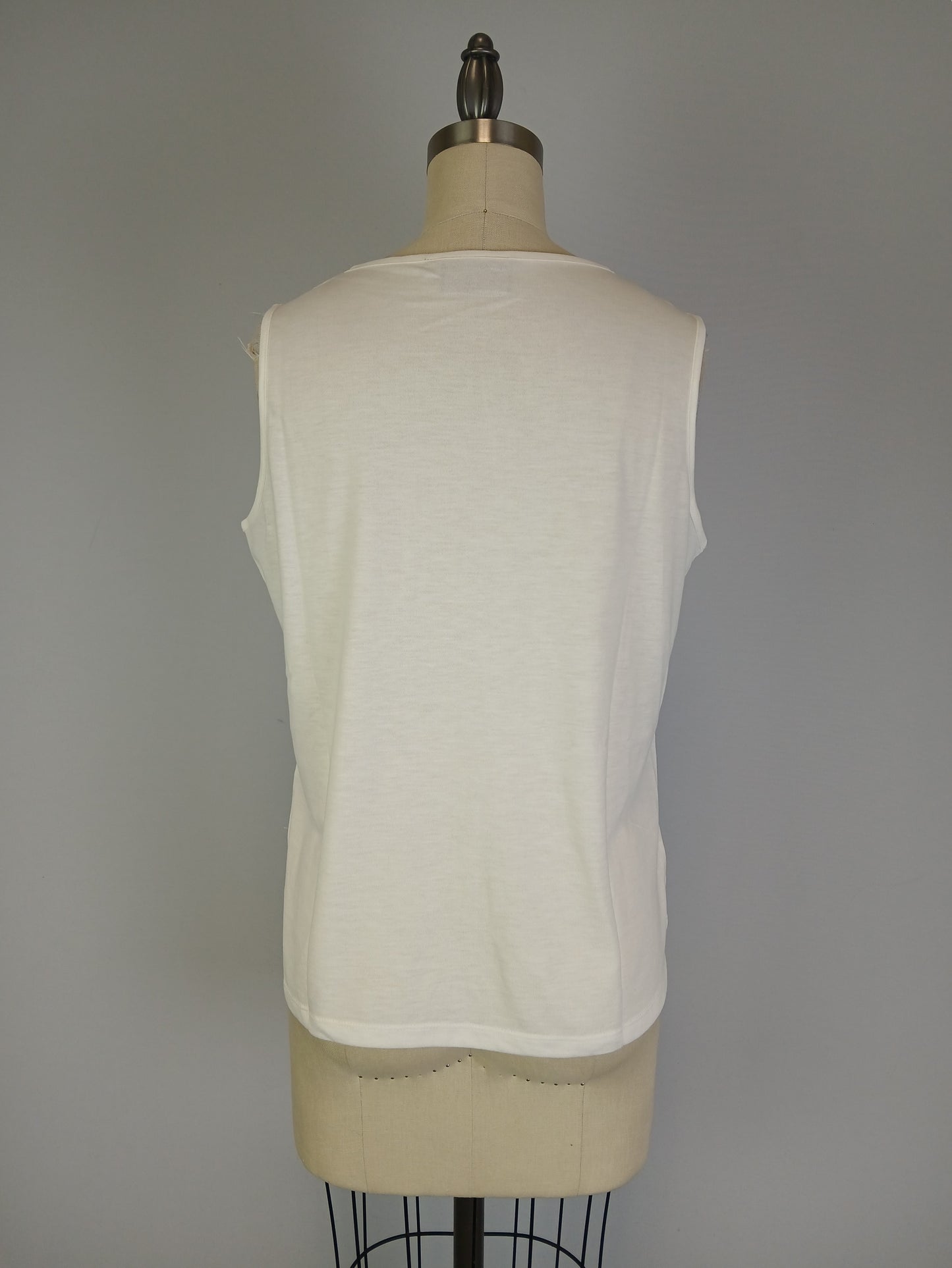Sleeveless Knit Print Top with Mesh Printed Overlay (D500F)