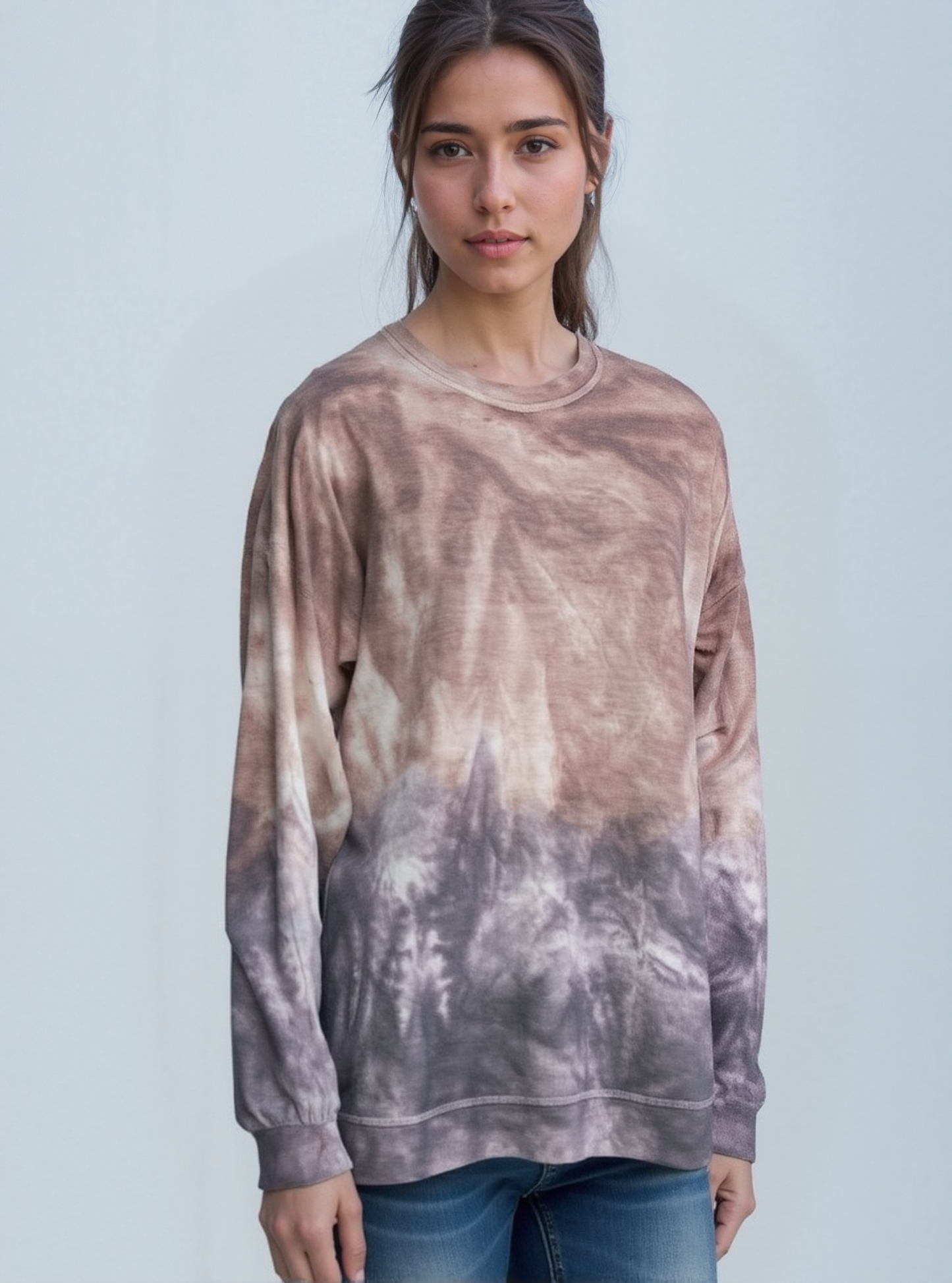 Dip Dye Sweatshirt w/ Side Seam Vents -- Butterfly & Phantom D190645
