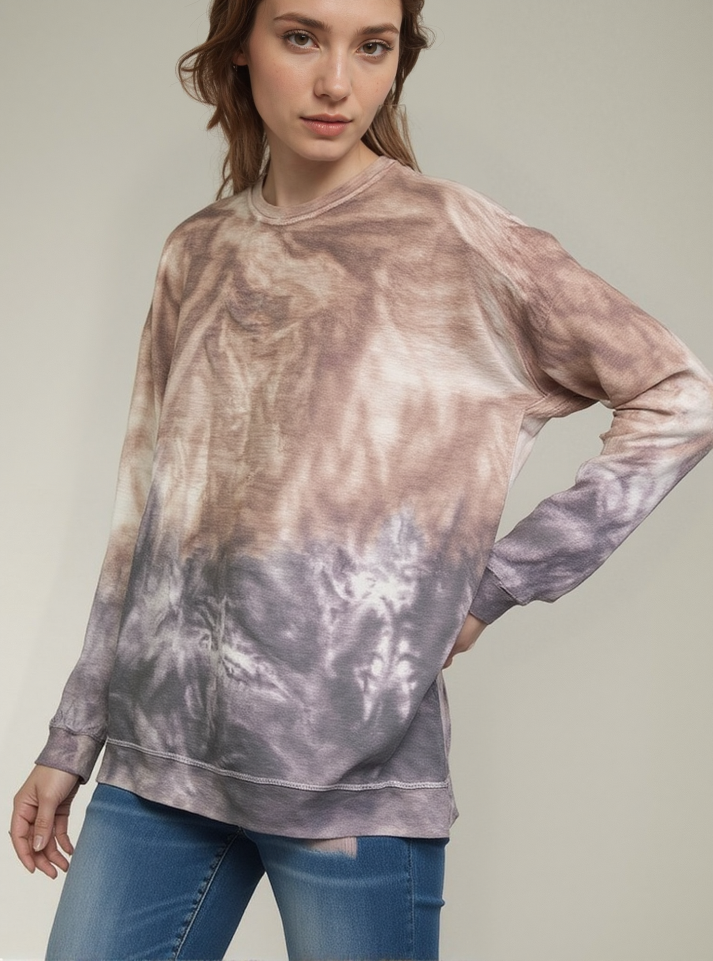 Dip Dye Sweatshirt w/ Side Seam Vents -- Butterfly & Phantom D190645
