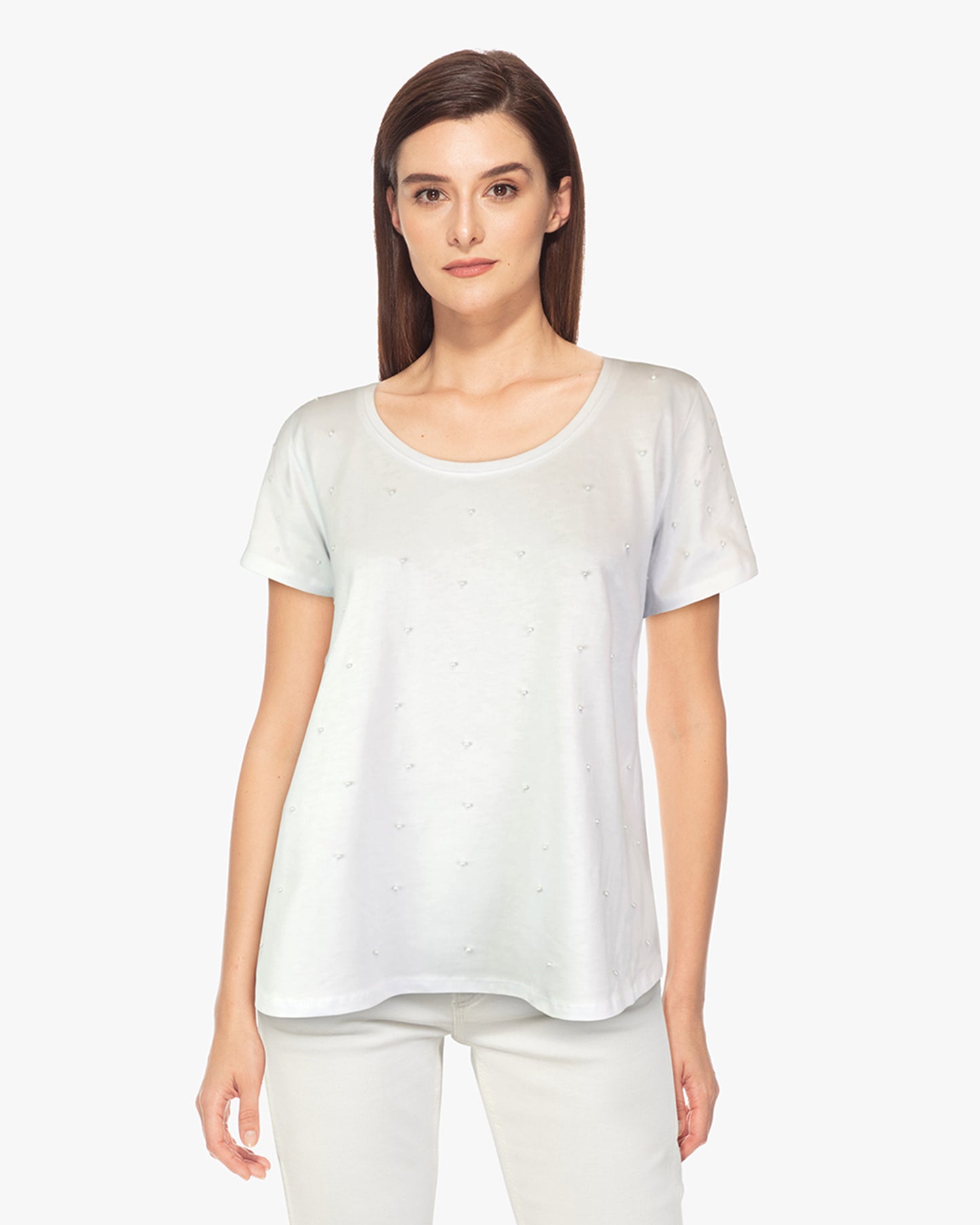 Swing Tee Shirt with Pearls (D1953) White S/S