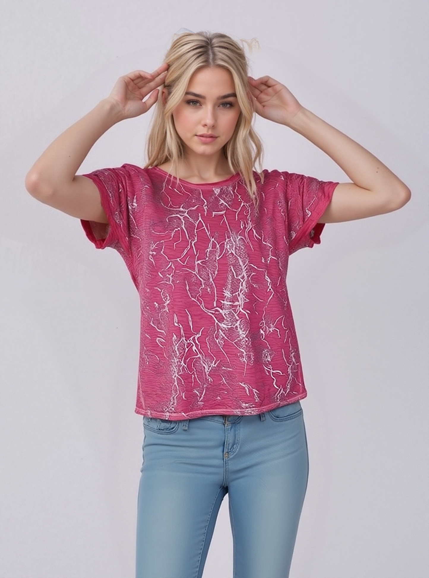 Front Pannel Shine Print Top -- Candy Silver (D27749A)