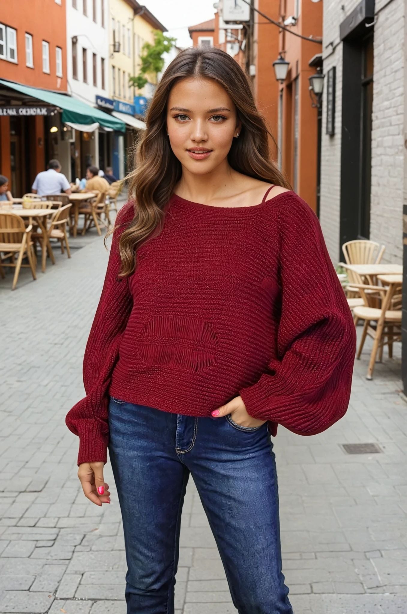 Drop Stitch Oversized Sweater (D9341) Cordovan