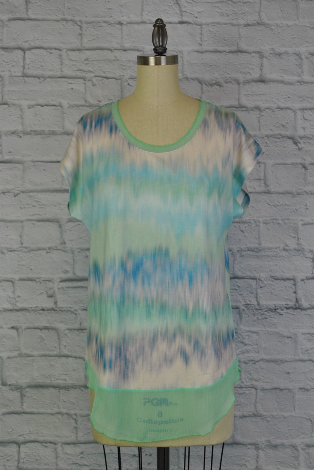 Knit Printed Top with Chiffon Hem - Watercolor S/S (DC190305)