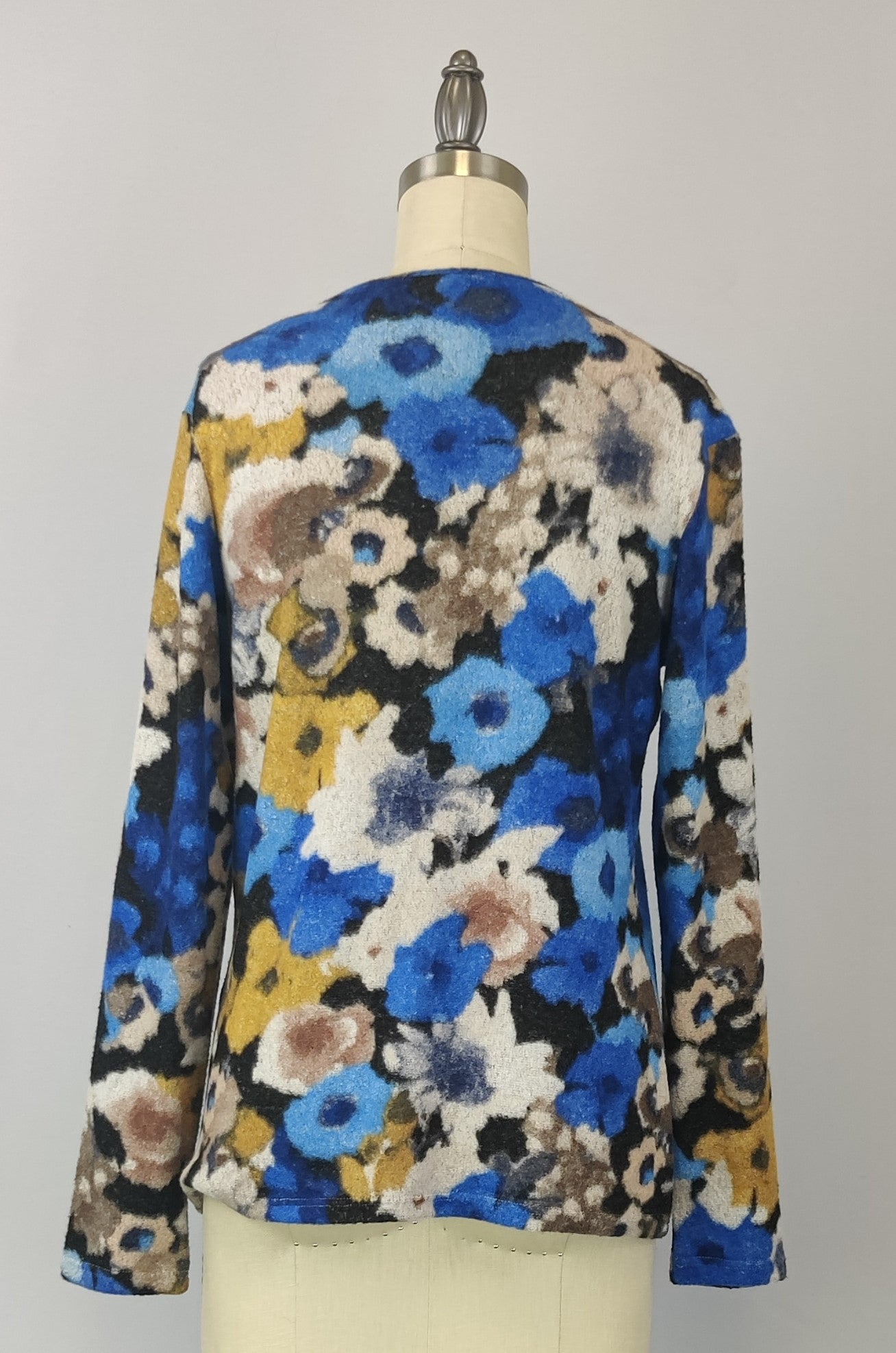 Scoop Neck Sweater-like Top - Royal Flora
