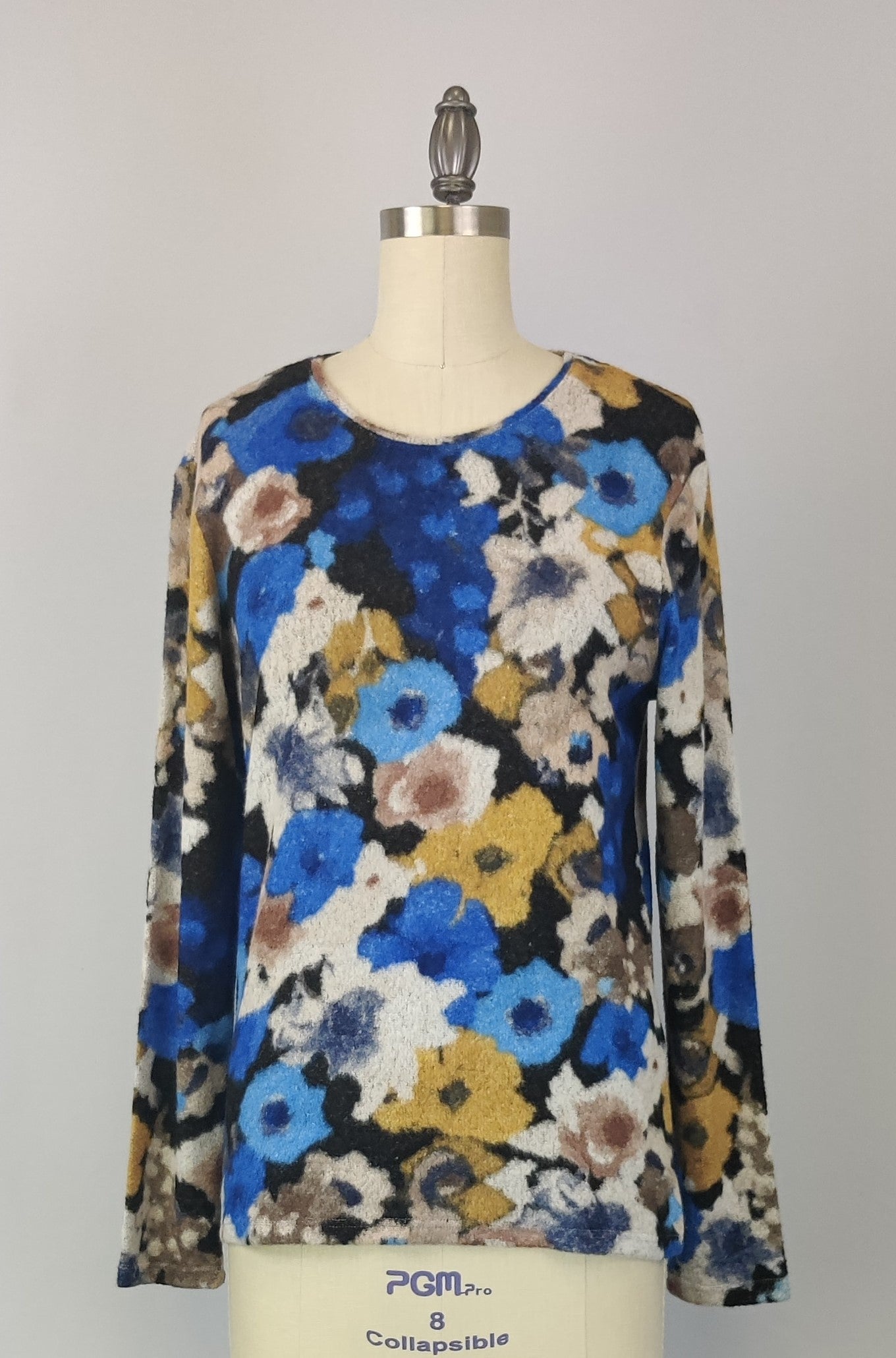 Scoop Neck Sweater-like Top - Royal Flora