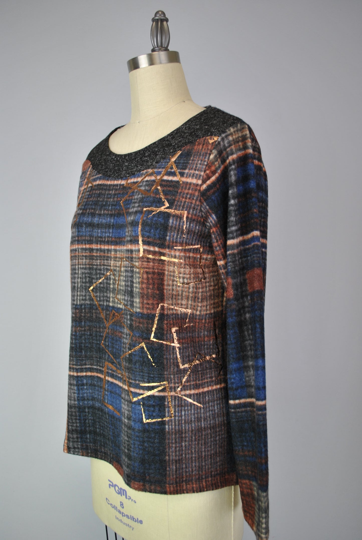 Mock Boat Neck Sweater-like Top - Blue Copper (D26078A)