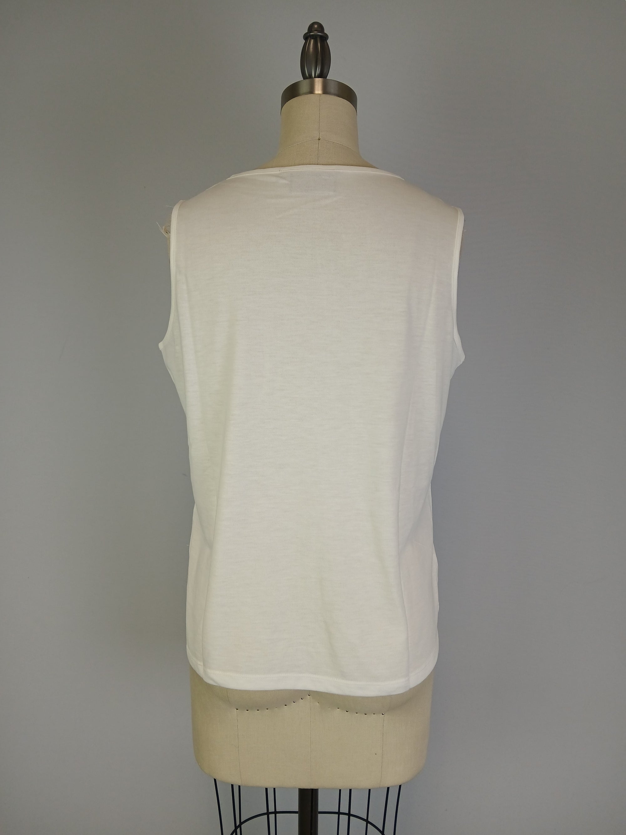 Sleeveless Knit Print Top with Mesh Printed Overlay (D500F)