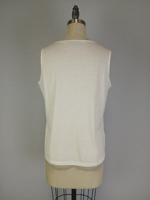 Sleeveless Knit Print Top with Mesh Printed Overlay (D500F)