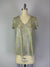 Foil Print V Neck Knit Top Silver Green S/S D28810