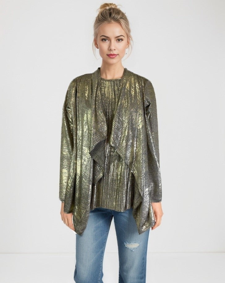 Foil Shine Cardigan - Coffee Gold (D26111)