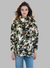 Cowl Neck Drawstring Sweater-like Top - Black Blue Floral (D24445)