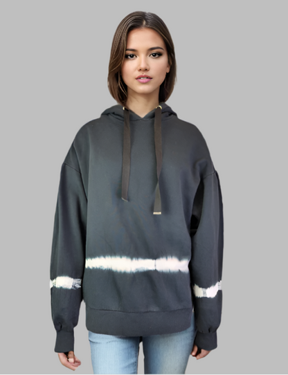 Hooded Cotton Sweatshirt Tie Dye in Navy (Y26536)