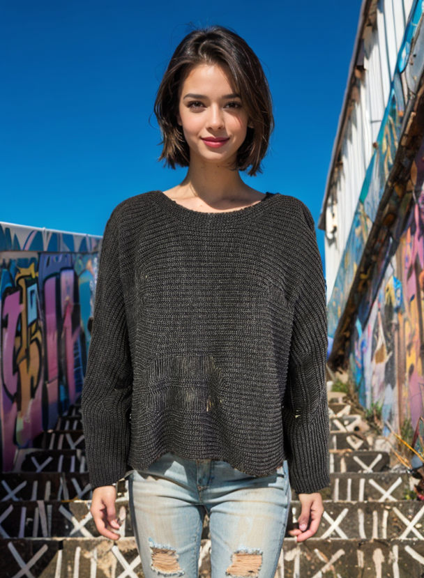 Drop Stitch Oversized Sweater (D9341) Phantom