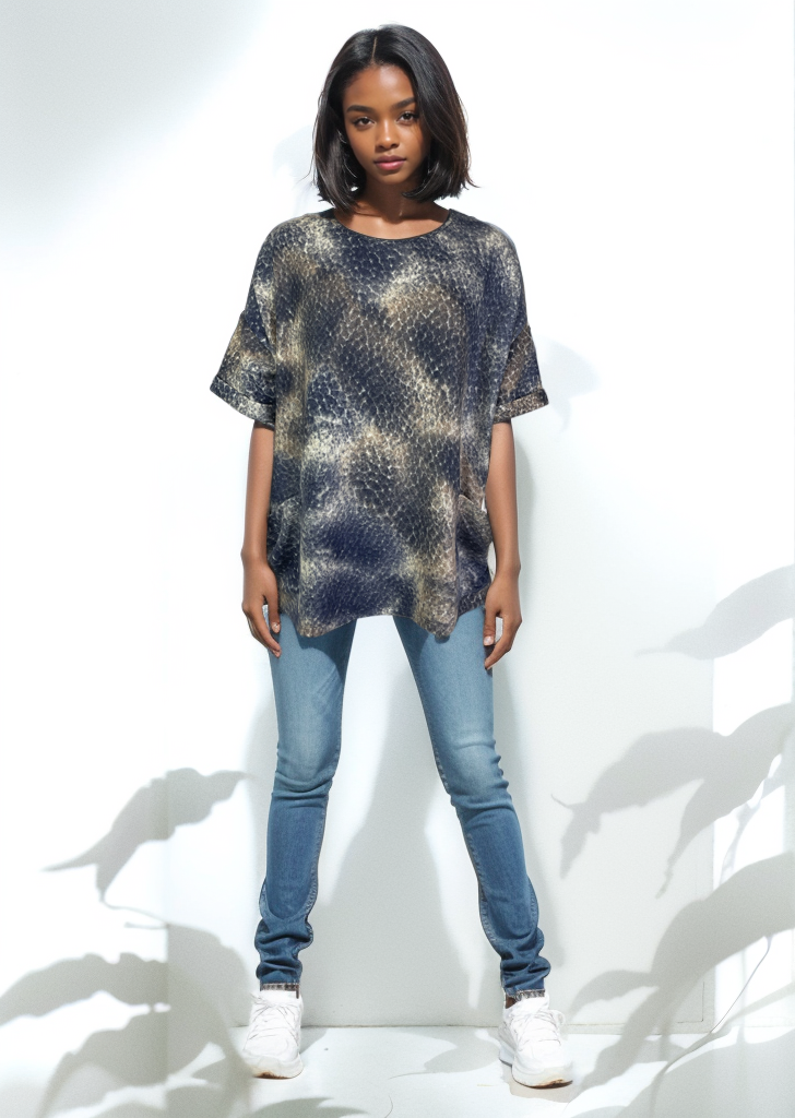Oversized Drop Shoulder Sweater-Like Yummy Top (D3333) Abstract