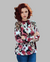 Mock Neck Sweater-like Top - Red Print D24671
