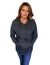 Hooded Sweater-like Top w/ Puff Ball Drawstring - Navy (D400)