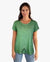 Short Sleeve Oil Dye Embroidered Hem Top (D190242) Agave