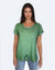Short Sleeve Oil Dye Embroidered Hem Top (D190242) Agave