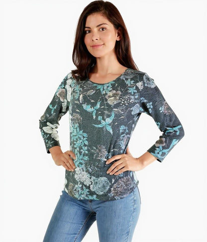 Scoop Neck Sweater-like Top - Teal