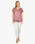 Short Sleeve Oil Dye Embroidered Hem Top (D190242) Cashmere Rose
