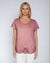 Short Sleeve Oil Dye Embroidered Hem Top (D190242) Cashmere Rose