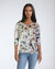 V Neck Sweater-like Front Tie Top - Grey Print (D1902669R)