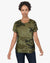 Embellished Sleeve Oil Dye Camo Top