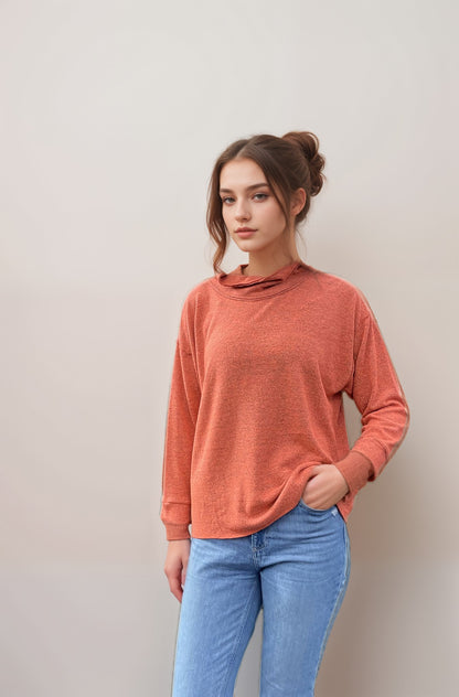 Roll Neck Sweater-like Top - Orange (D190479R)