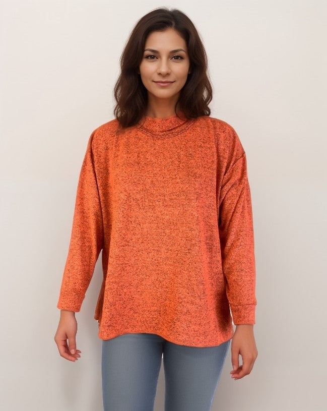 Roll Neck Sweater-like Top - Orange (D190479R)