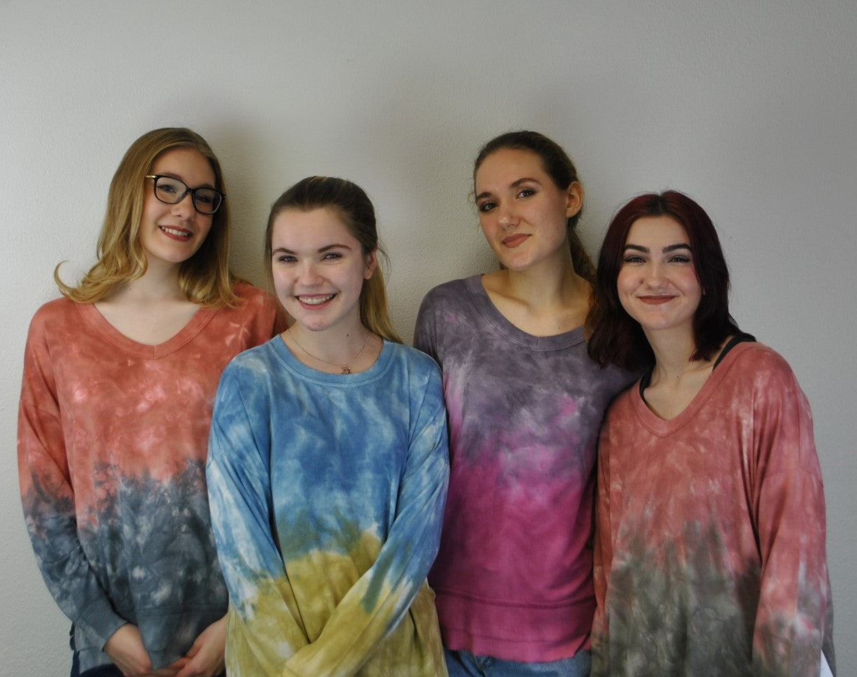 V neck tie dye sweatshirt sale
