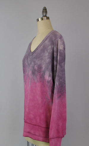 V-Neck Tie Dye Sweatshirt - Cendre Beau (D190610R)