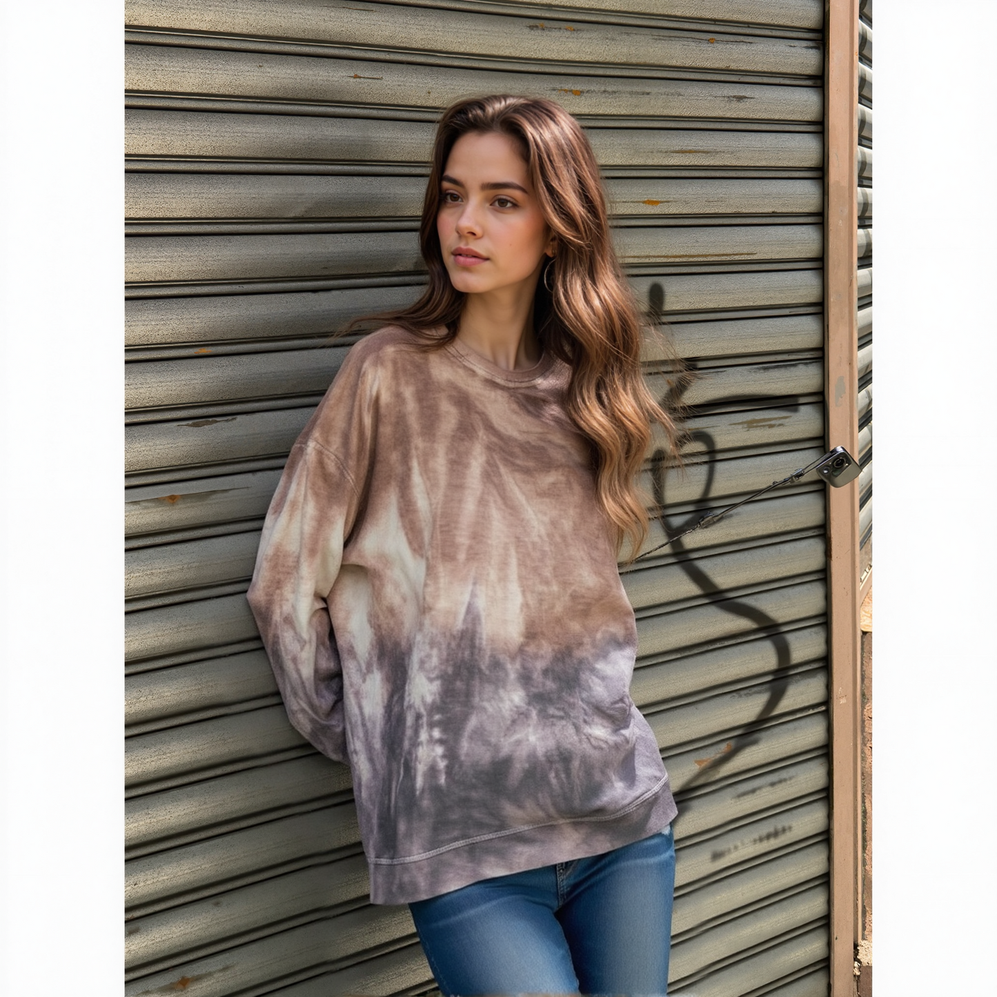 Dip Dye Sweatshirt w/ Side Seam Vents -- Butterfly & Phantom D190645