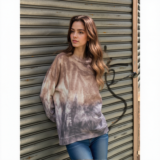 Dip Dye Sweatshirt w/ Side Seam Vents -- Butterfly & Phantom D190645