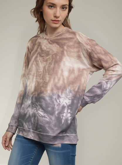 Dip Dye Sweatshirt w/ Side Seam Vents -- Butterfly & Phantom D190645
