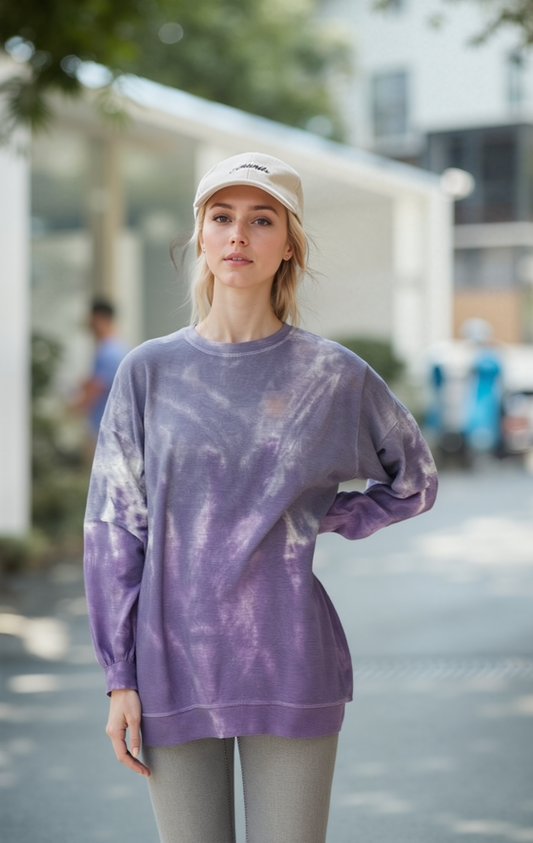 Dip Dye Sweatshirt w/ Side Seam Vents-- Venice Grape (D190645)