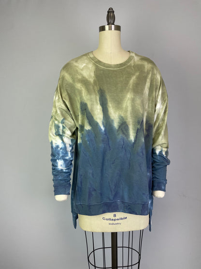 Dip Dye Sweatshirt w/ Side Seam Slits -- Meadow Tapestry (D190645)