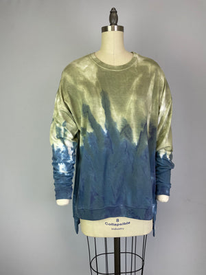 Dip Dye Sweatshirt w/ Side Seam Slits -- Meadow Tapestry (D190645)