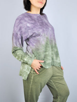 Dip Dye Sweatshirt w/ Side Seam Vents-- Cendre Rosin (D190645)