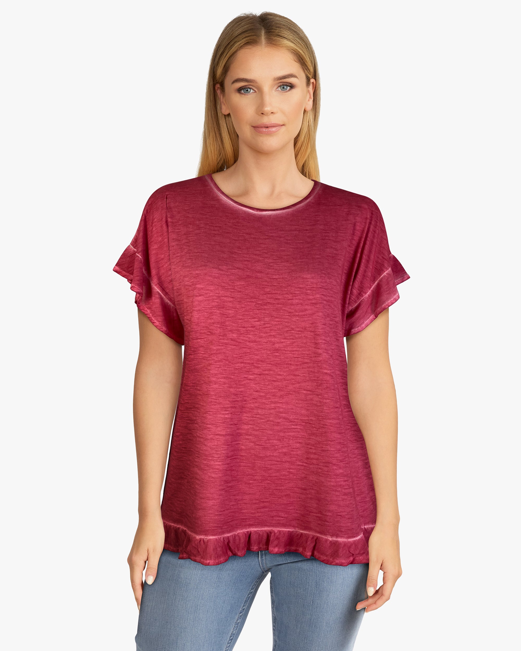 Ruffle Back Swing Top (D190677) Holly Berry S/S