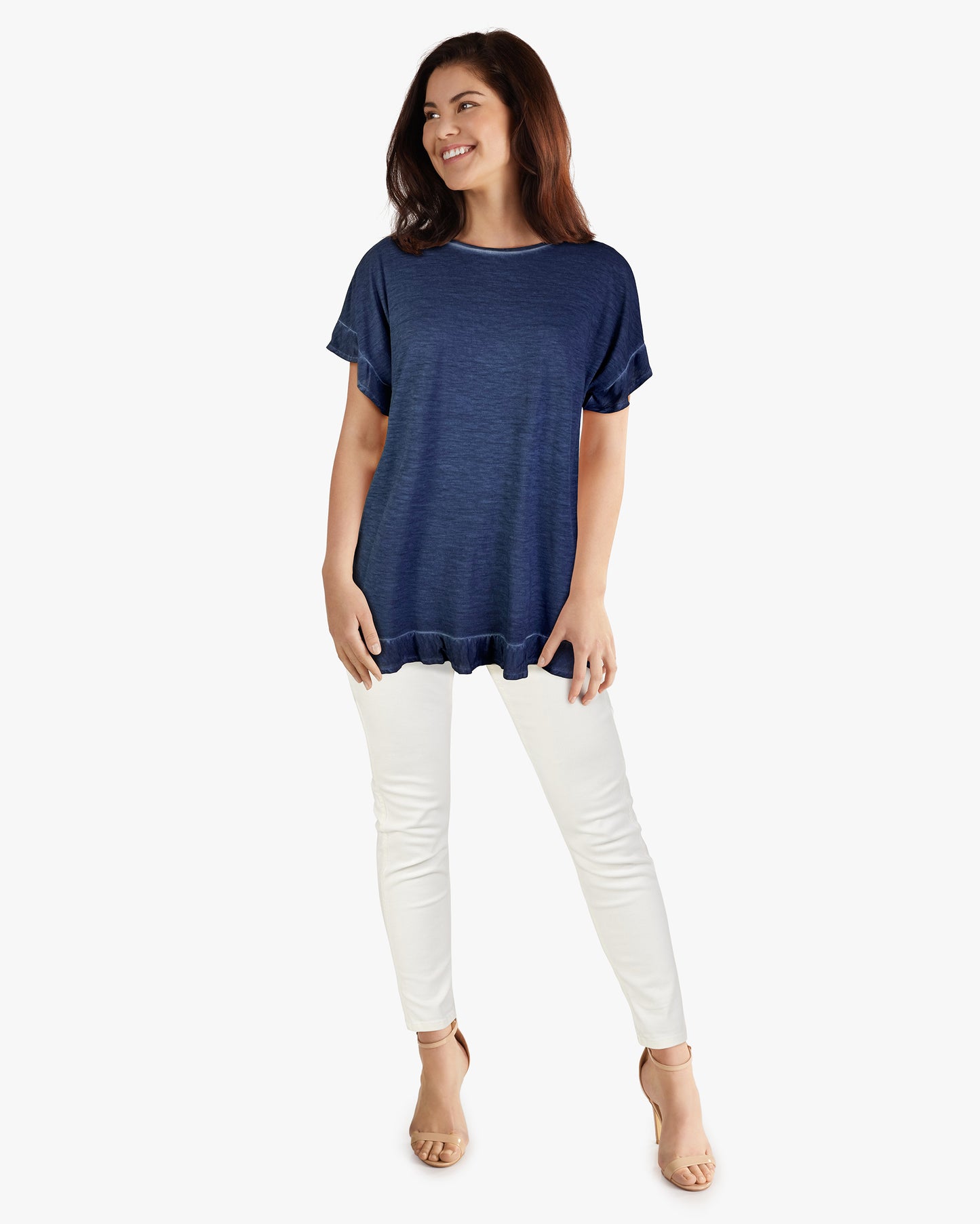 Ruffle Back Swing Top (D190677) New Blue S/S