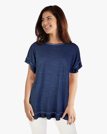 Ruffle Back Swing Top (D190677) New Blue S/S