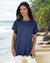 Ruffle Back Swing Top (D190677) New Blue S/S