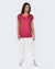 Oil Dye Lace Back Yoke Top (D190682) Holly Berry S/S