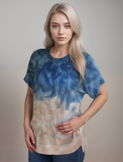Cutoff Sleeve Tie Dye Top -- Fjord Moonrock S/S (D190692)