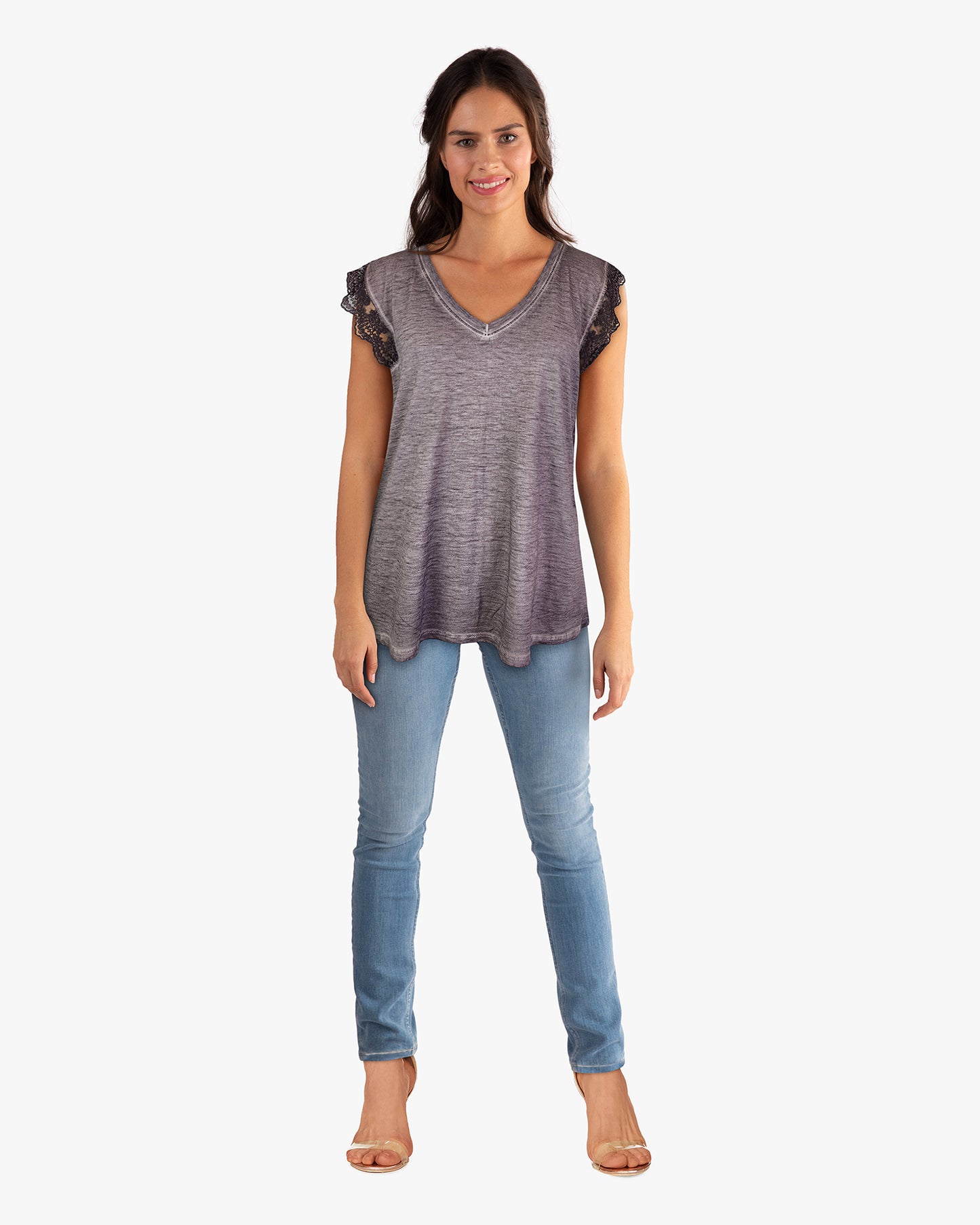 Sleeveless Lace Open Back Detail Top (190750) Cendre