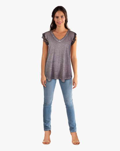 Sleeveless Lace Open Back Detail Top (190750) Cendre