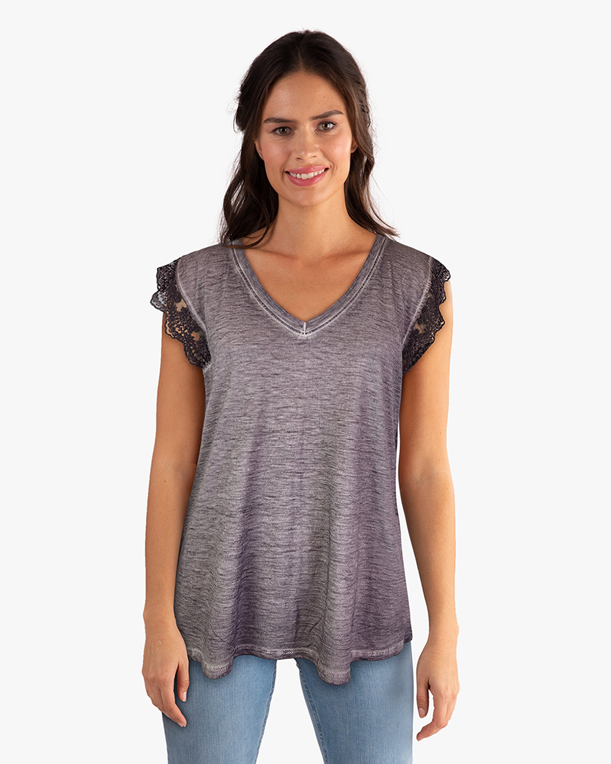 Sleeveless Lace Open Back Detail Top (190750) Cendre