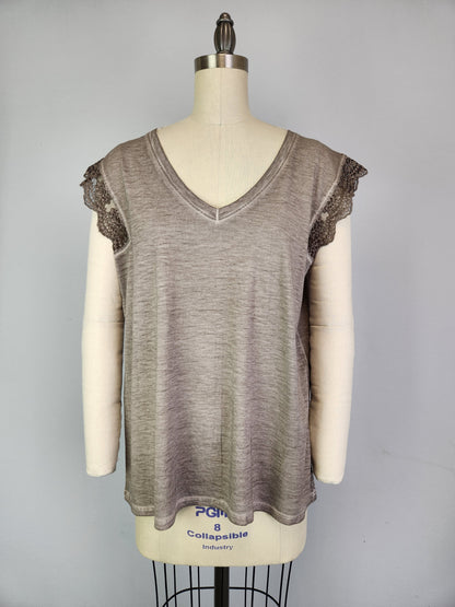 Sleeveless Lace Open Back Detail Top (190750) Satellite