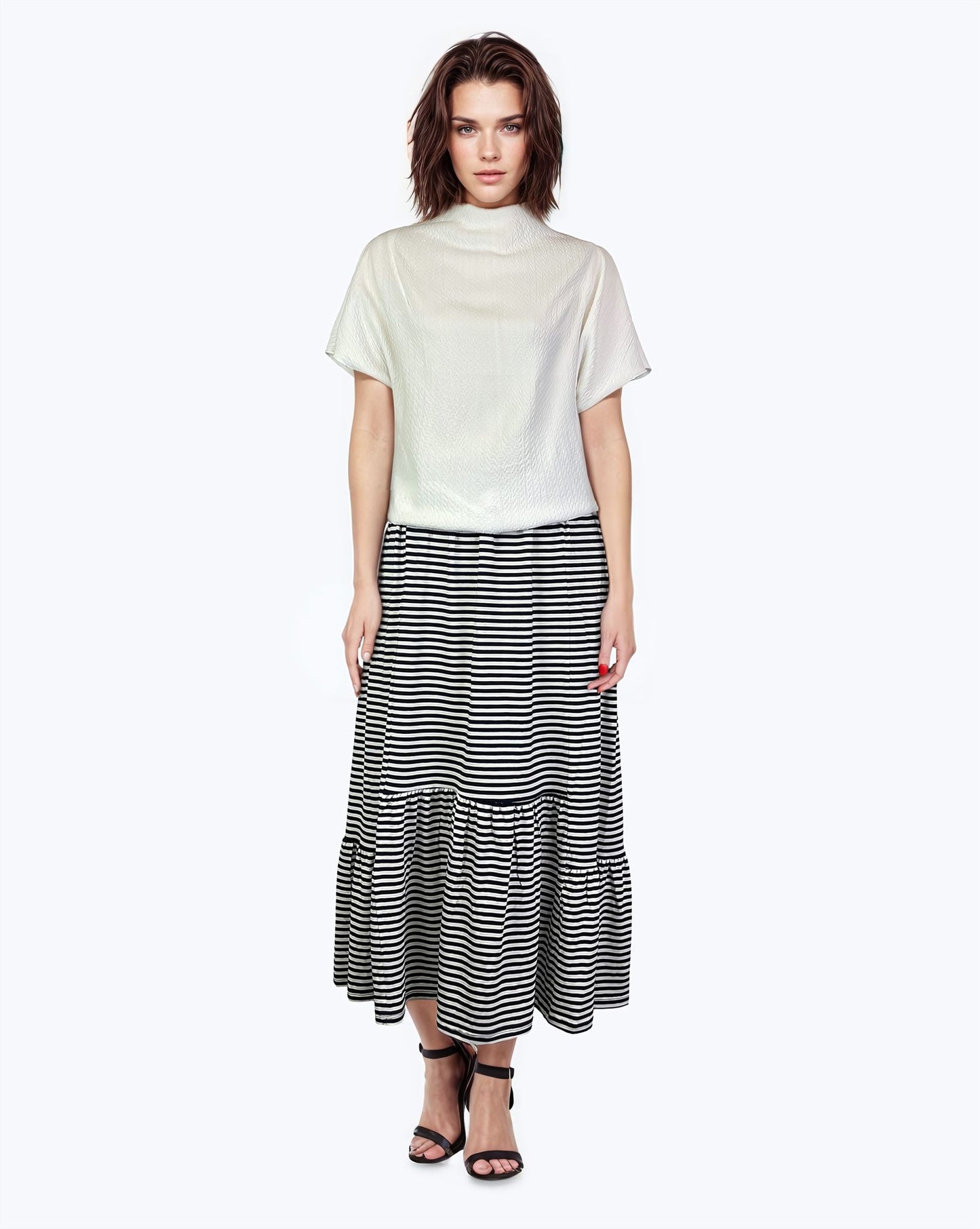 Ruffle Pannel Skirt D190756 Blue Stripe