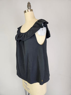 Ruffle Shoulder Top -- Navy (D190757)